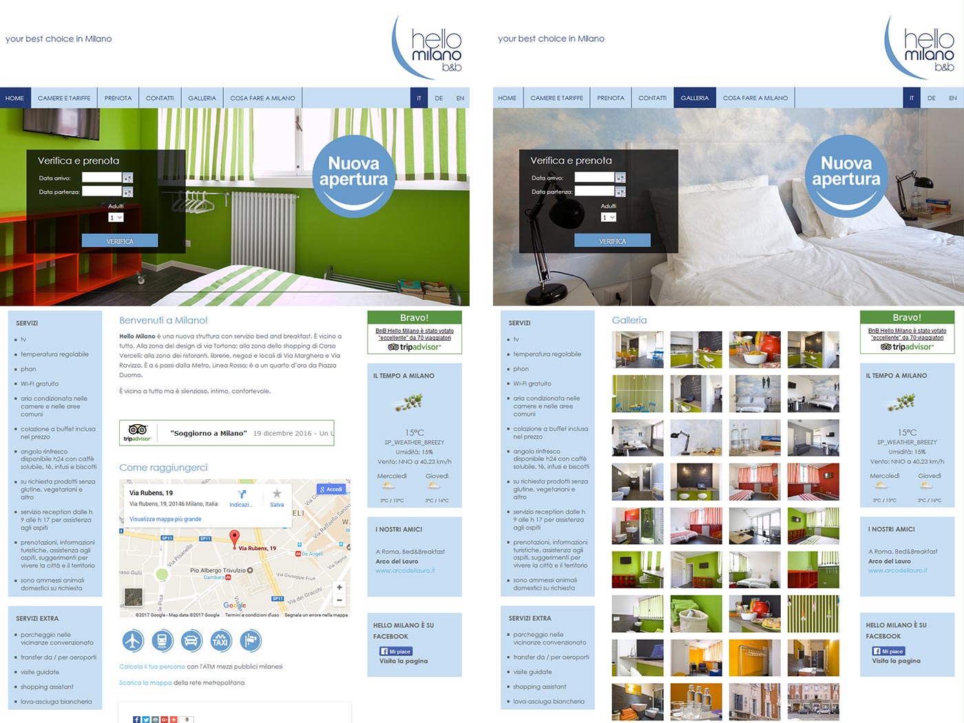 bnb Hello Milano website